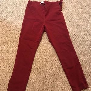 H&M burgundy ankle pants size 10. Side Zip